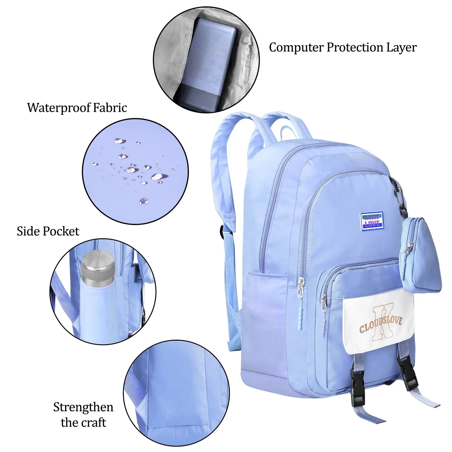 clouds love School Backpacks for Teen Girls - Laptop Backpacks 15.6 Inch College Cute Bookbag Anti Theft Women Casual Daypack(Purple) optima-bags
