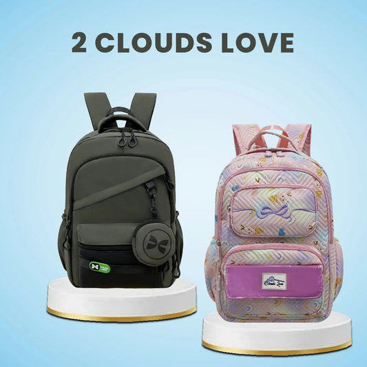 clouds love School Teen Girls - Laptop Backpacks 15.6 Inch College Bookbag Anti Theft Women Casual(Pack Of -2) Optima