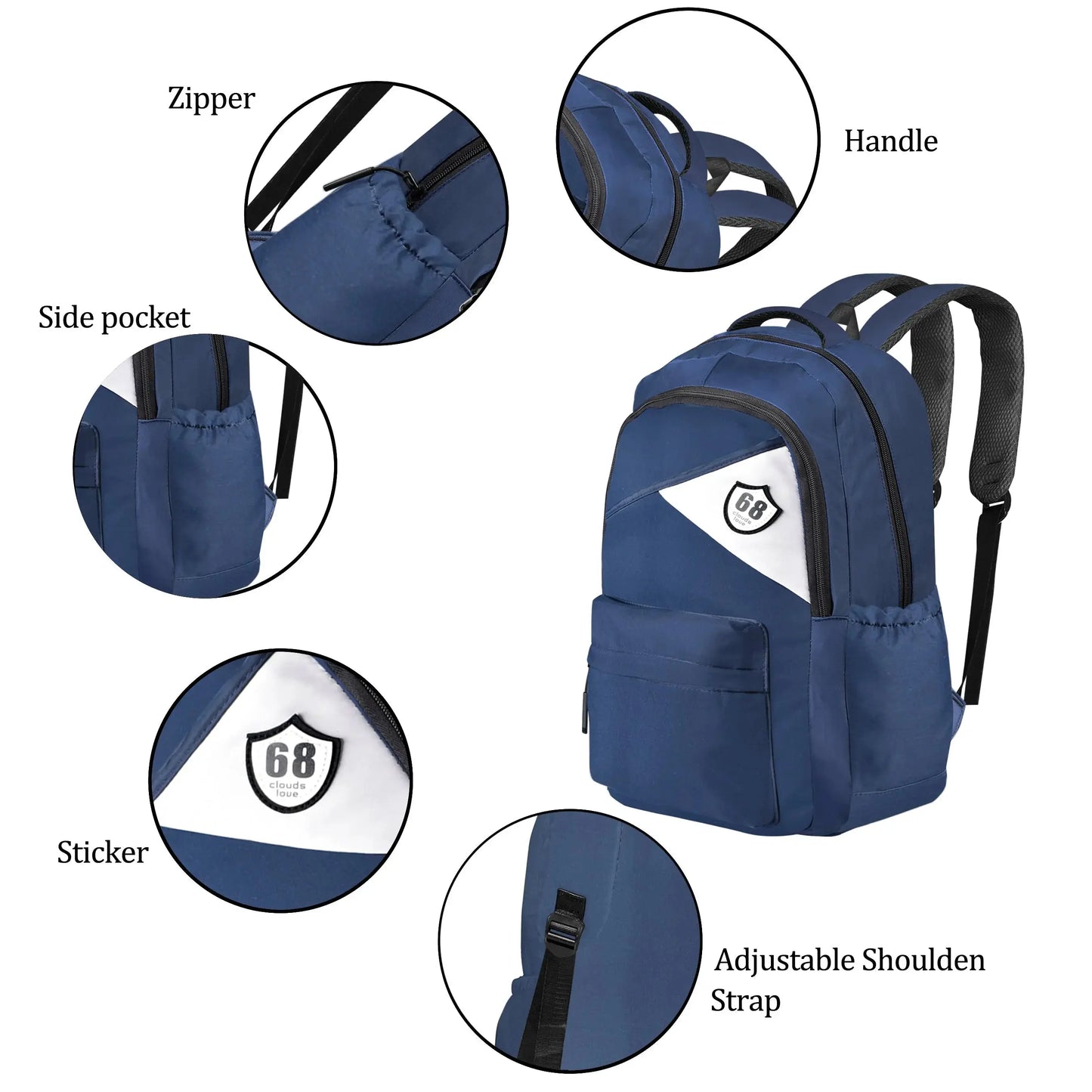 clouds love Teen Girls - Laptop Backpacks 15.6 Inch College Cute Bookbag Anti Theft Women Casual School backpack(N.blue) optima-bags