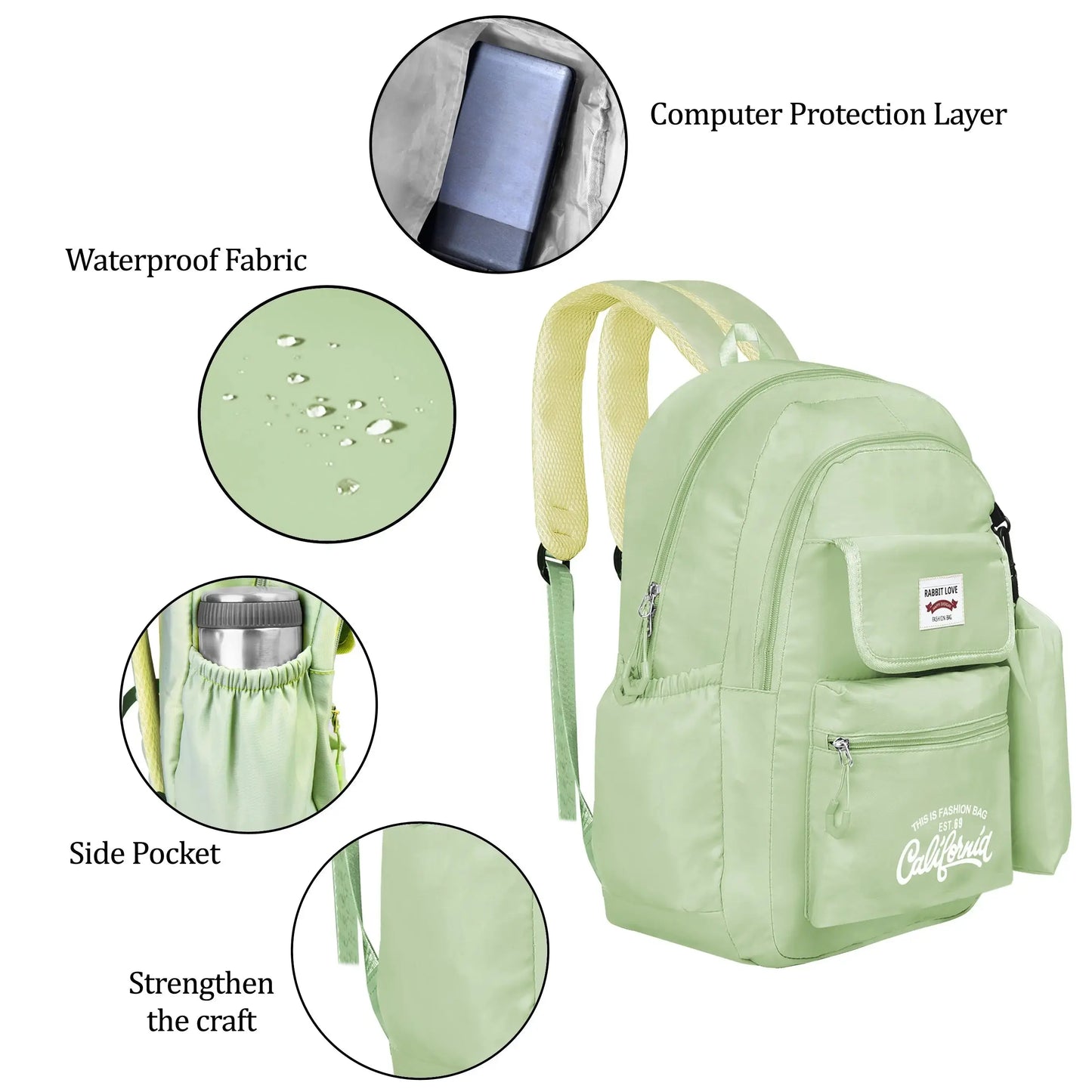 clouds love School Backpacks for Teen Girls - Laptop Backpacks 15.6 Inch College Cute Bookbag Anti Theft Women Casual Daypack (Green) optima-bags
