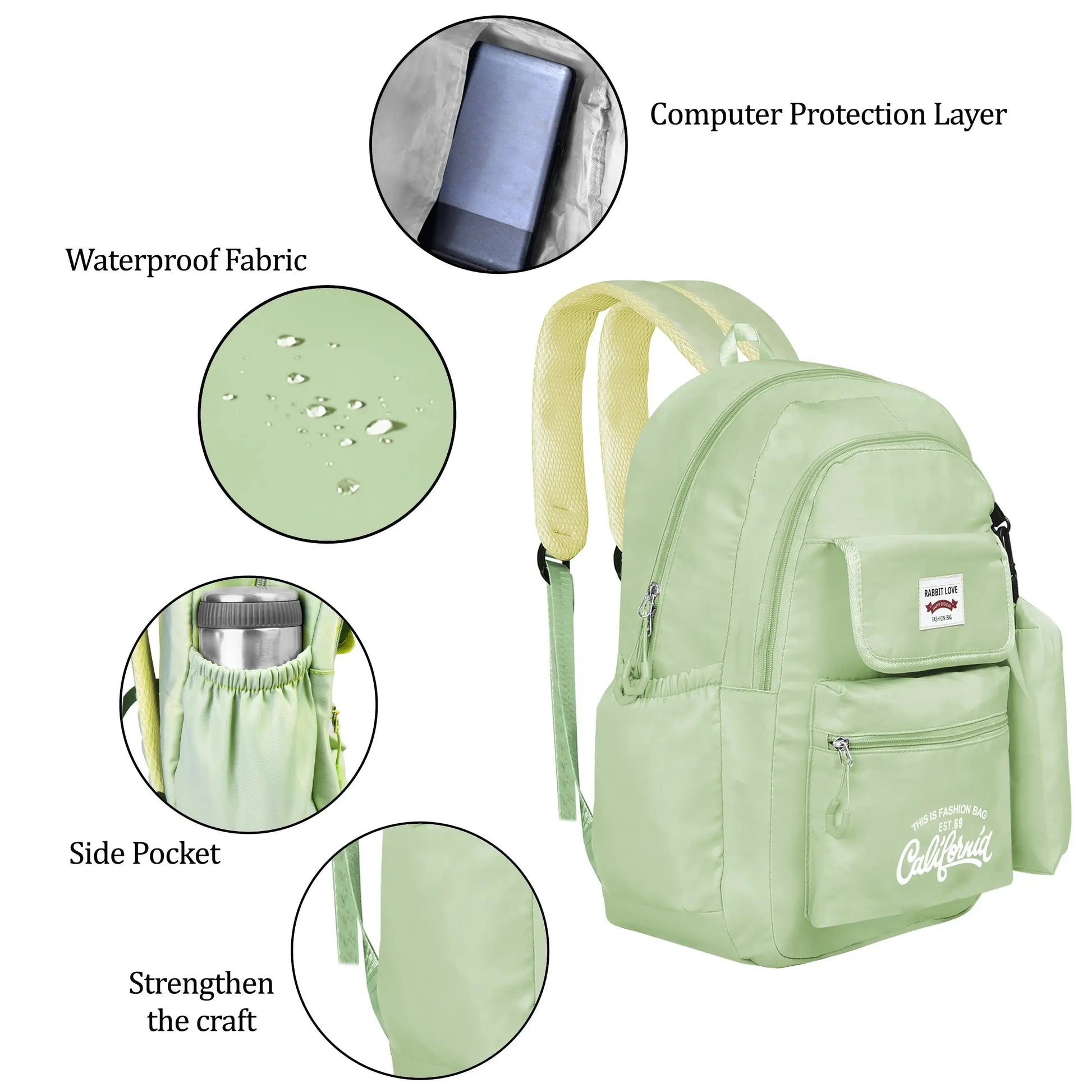 clouds love School Backpacks for Teen Girls - Laptop Backpacks 15.6 Inch College Cute Bookbag Anti Theft Women Casual Daypack (Green) optima-bags