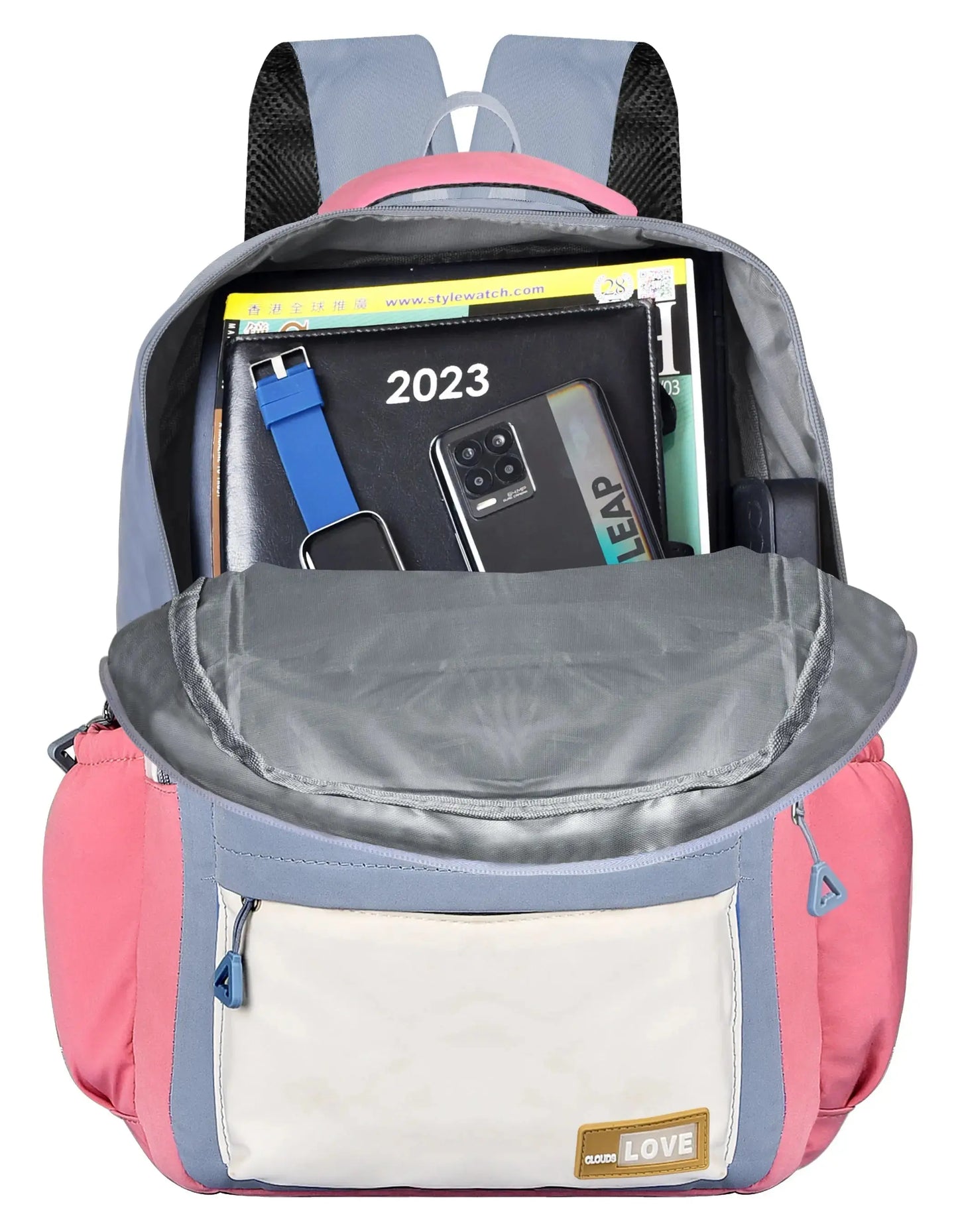 Clouds Love Right Backpack Cute, Colorful bags, Water Resistant and Lightweight(Pink/Blue) optima-bags