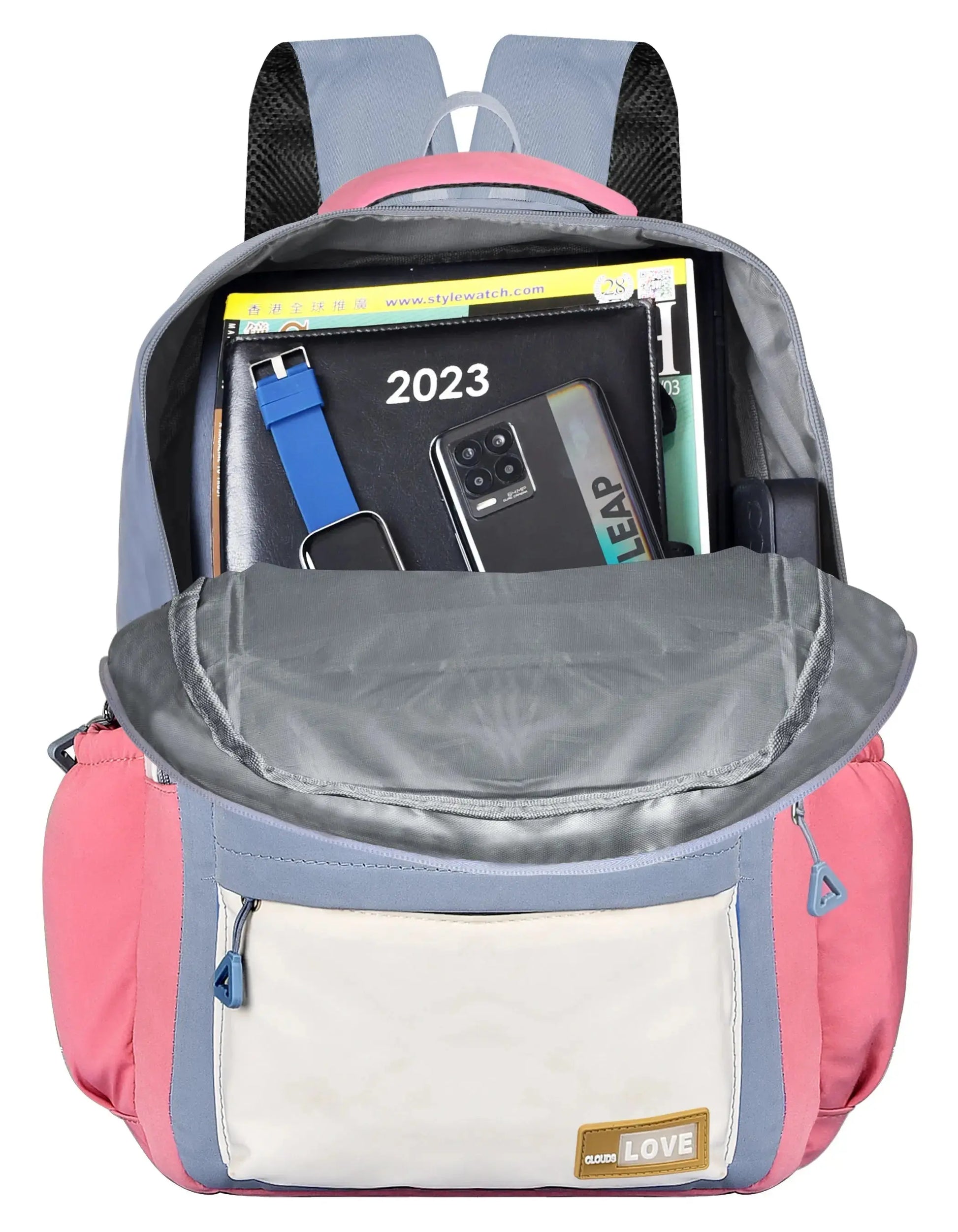 Clouds Love Right Backpack Cute, Colorful bags, Water Resistant and Lightweight(Pink/Blue) optima-bags