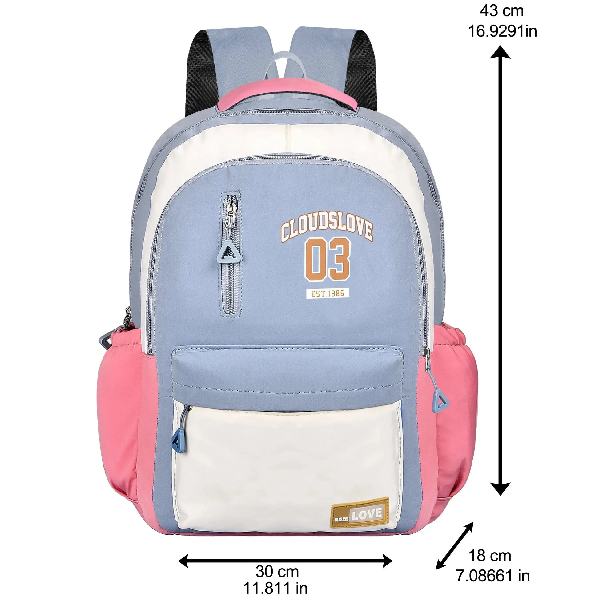 Clouds Love Right Backpack Cute, Colorful bags, Water Resistant and Lightweight(Pink/Blue) optima-bags
