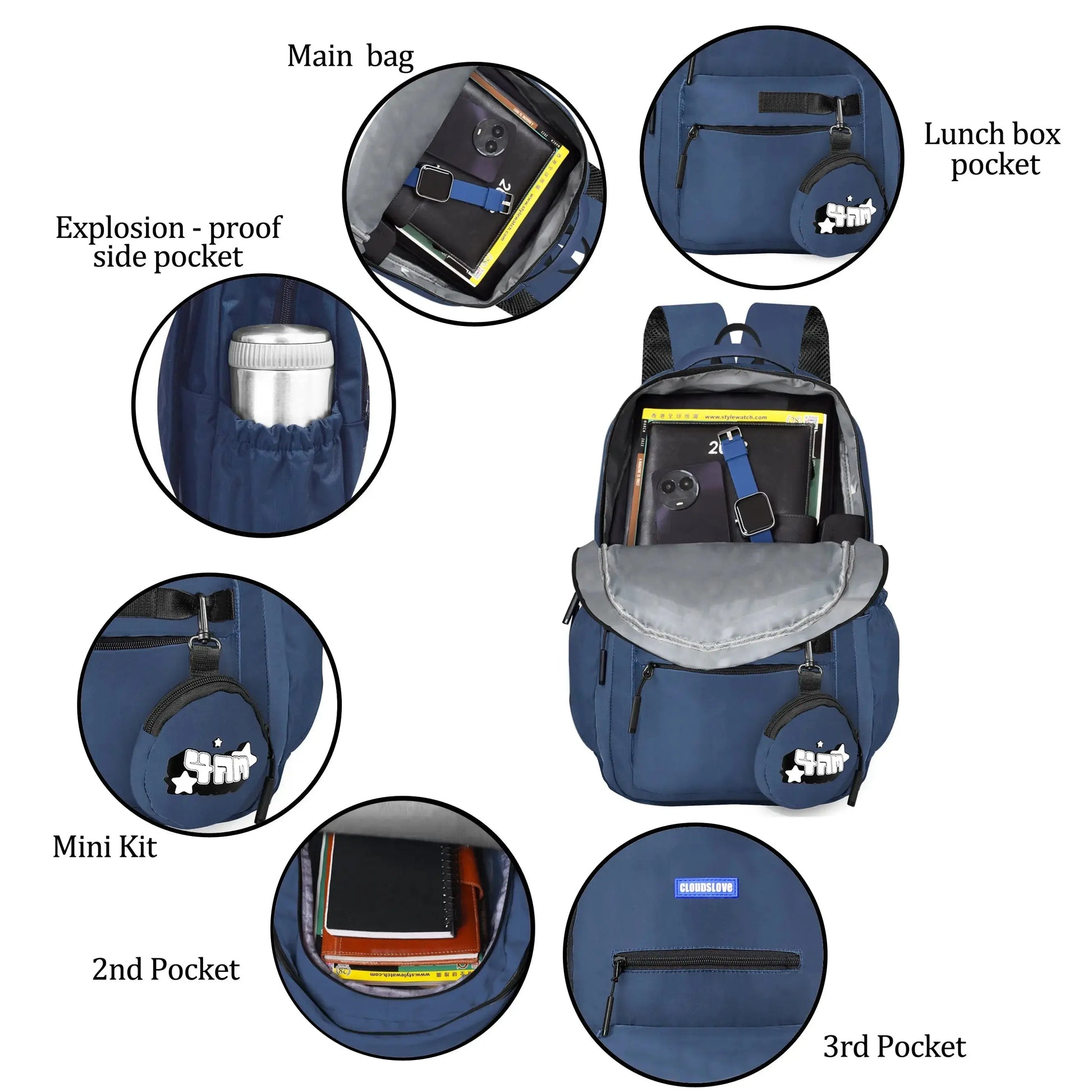 Clouds Love School Bag|Tuition Bag|College Backpack|ForGirls&Women|Waterproof Bag (Blue) optima-bags
