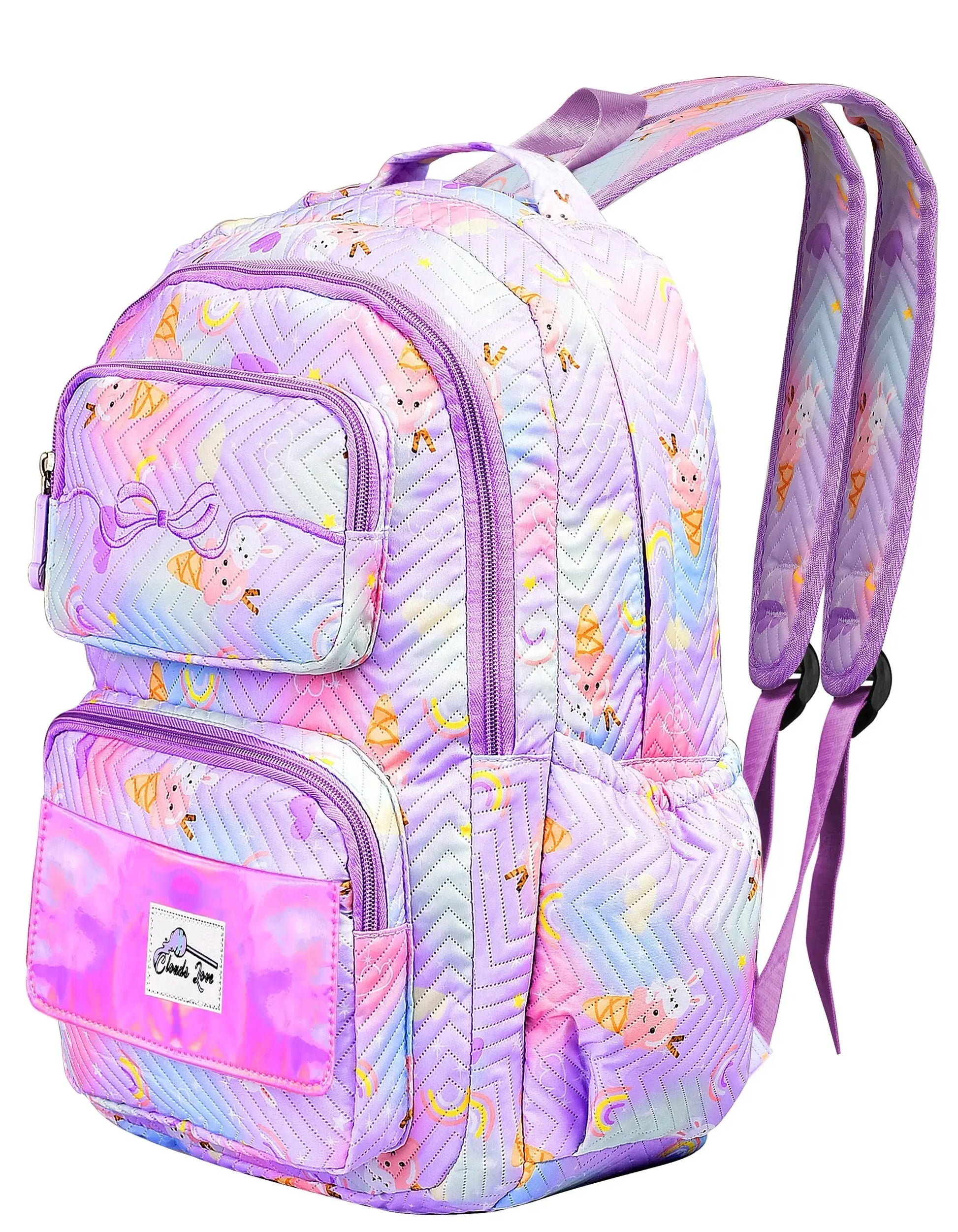 Clouds Love School Bag for Girls Kids Stylish Waterproof Girls School Bag Fashionable Large Capacity School Backpack for Girls Gift School Bag for Kids Girls (6-12 Years Old)Purple optima-bags