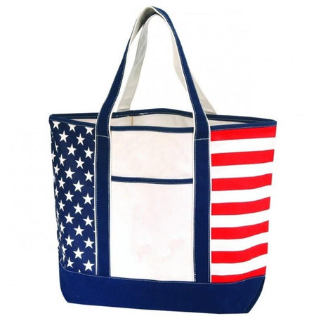 Large Sturdy Canvas Tote Bag w/ US Flag Imprint Optima