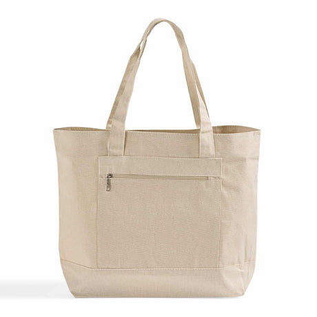 Heavy Canvas Zippered Shopping Canvas Bags W/Front Pocket Optima