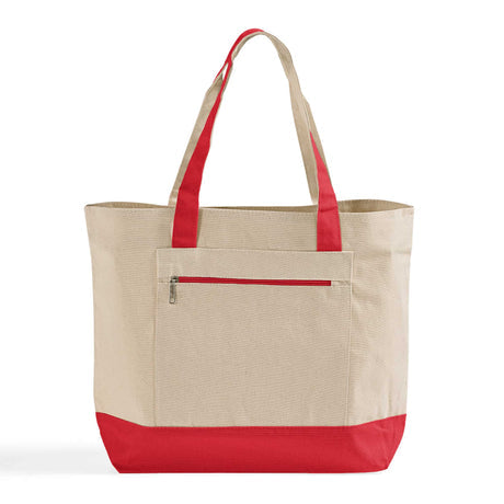 Heavy Canvas Zippered Shopping Canvas Bags W/Front Pocket Optima