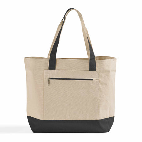 Heavy Canvas Zippered Shopping Canvas Bags W/Front Pocket Optima
