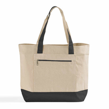 Heavy Canvas Zippered Shopping Canvas Bags W/Front Pocket Optima